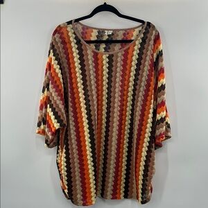 3For$20 Cato Multicolor Striped Women's knit Top Elastic side size 22/24W